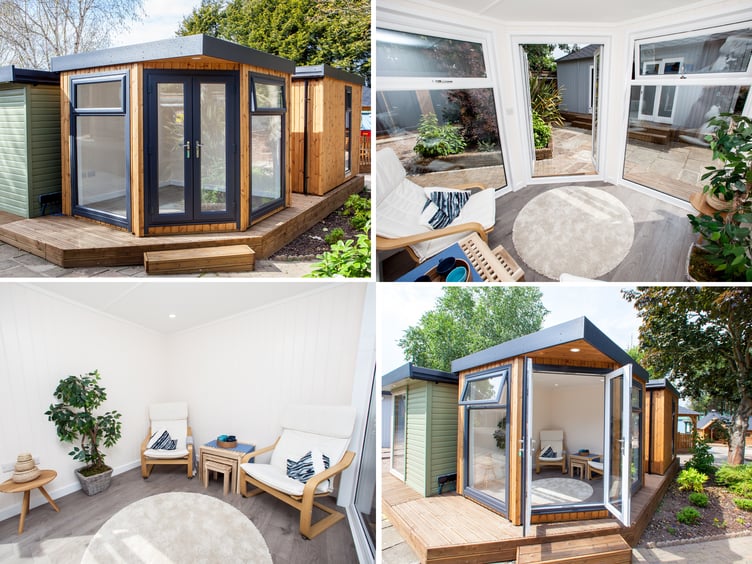 Quality wooden garden room with glass roof panels